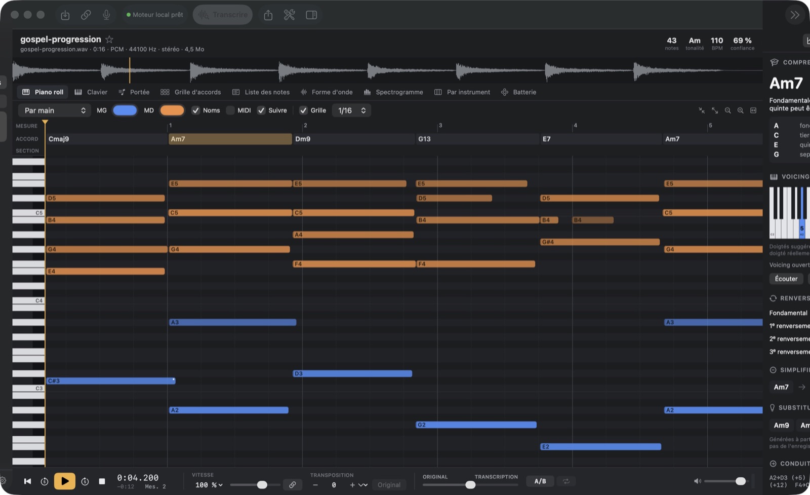 Mode Apprendre de MANU TRANSCRIBE AI